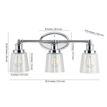 Beverly Iron/Seeded Glass Classic Cottage LED Vanity Light - JONATHAN Y